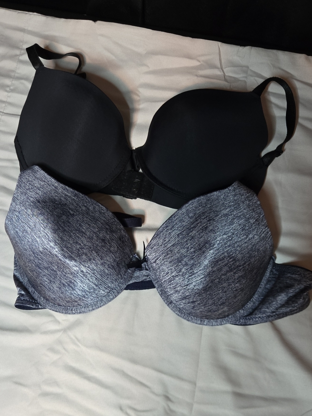 Everyday Smooth T-Shirt Bras Duo - Black and Heather Navy